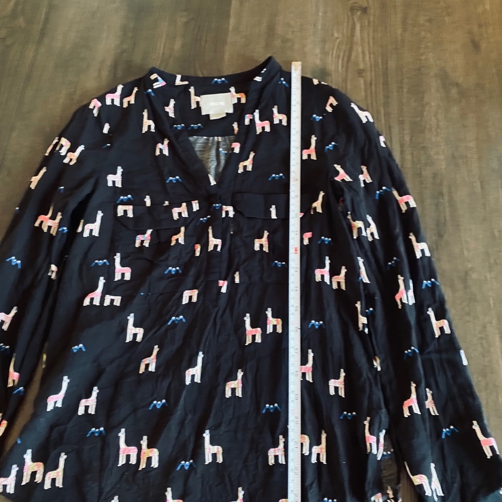 Anthropologie Maeve Llama Moonflower Henley 0 - Picture 5 of 12